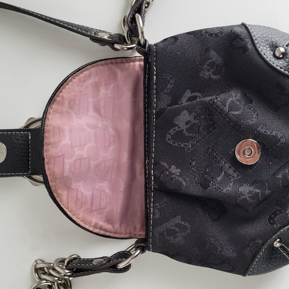 Kathy Van Zeeland Black Mini Crossbody I Chain Strap, Signature Logo, Crown Buck - Picture 8 of 11